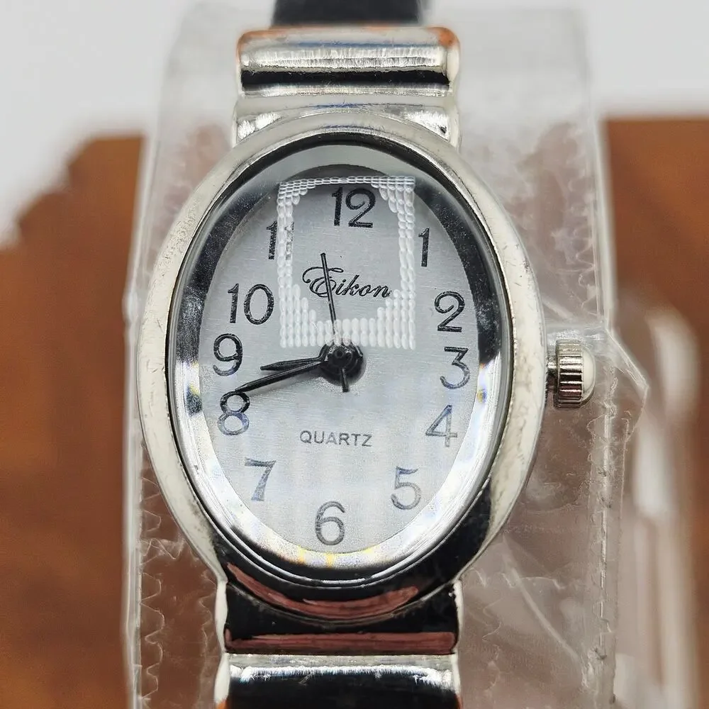 Eikon Women's Silver Tone Analog Dial Cuff Bracelet Watch Everyday Casual Simple